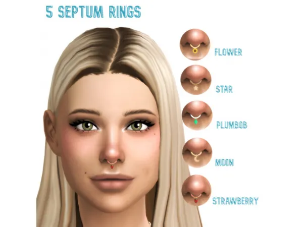 Maxis Match 5 Septum Nose Rings by RavenSim - The Sims 4 Custom Content