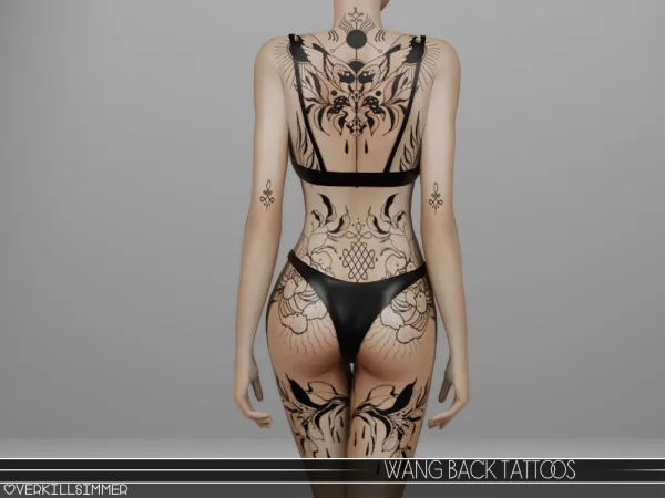 Mix Wang back tattoos by overkillsimmer - The Sims 4 Custom Content