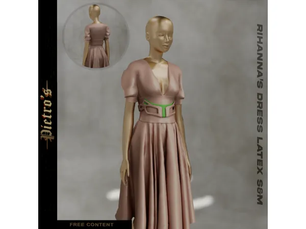 Alpha Rihanna's Dress Latex SM by Pietro - The Sims 4 Custom Content