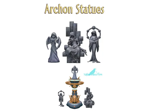 Maxis Match Archon statues Genshin Impact Auditore by Natalia - The Sims 4 Custom Content