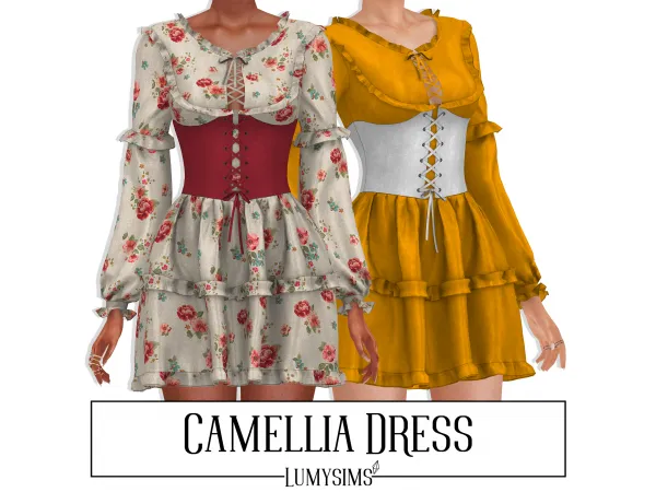 Alpha Camellia Dress - The Sims 4 Custom Content