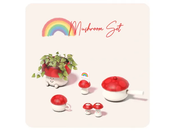 Mix Mushroom Set by Aira - The Sims 4 Custom Content