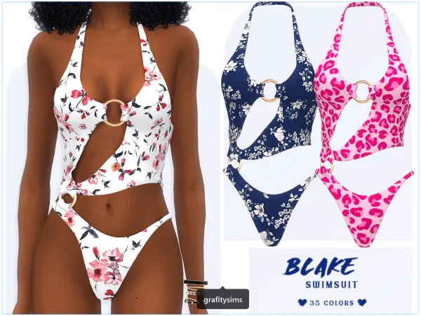 Alpha Blake Swimsuit by grafity-cc - The Sims 4 Custom Content