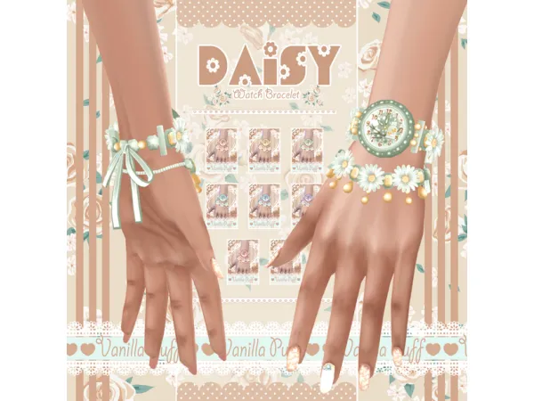 Bracelet -DAISY- Watch Bracelet by Vanilla Puff Sims CC