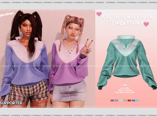 Alpha Lynxsimz Crush Turtleneck Sweatshirt - The Sims 4 Custom Content