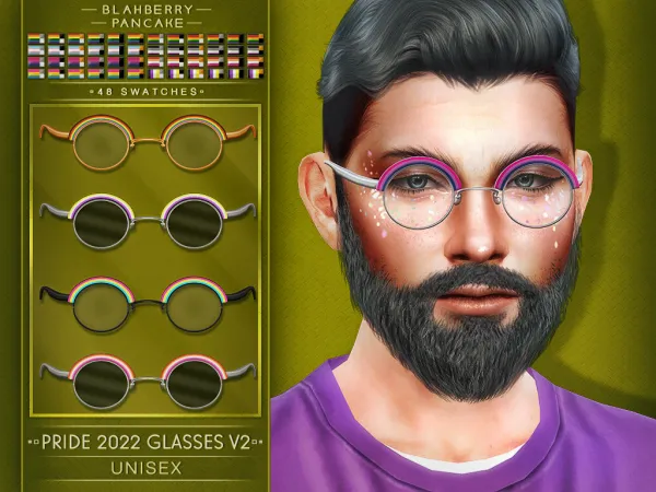 Alpha PRIDE 2022 GLASSES V2 UNISEX BLAHBERRY PANCAKE - The Sims 4 Custom Content