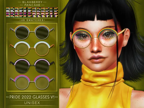 Alpha PRIDE 2022 GLASSES V1 UNISEX BLAHBERRY PANCAKE - The Sims 4 Custom Content