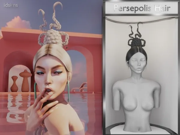 Alpha Perserpolis Hair - The Sims 4 Custom Content