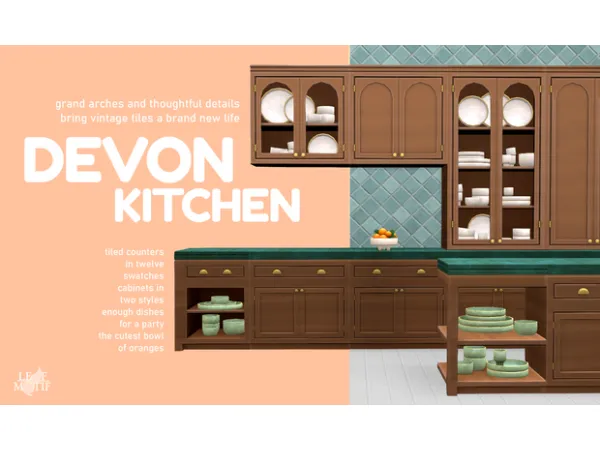 Maxis Match Devon Kitchen motif by leaf - The Sims 4 Custom Content