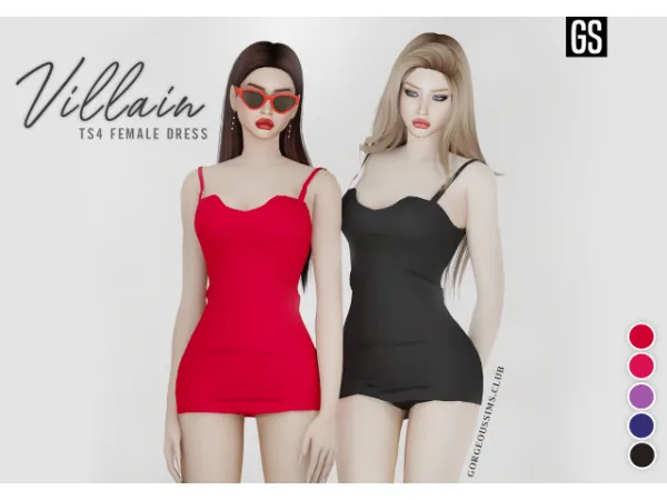 Alpha Villain Mini Dress by gorgeoussims - The Sims 4 Custom Content
