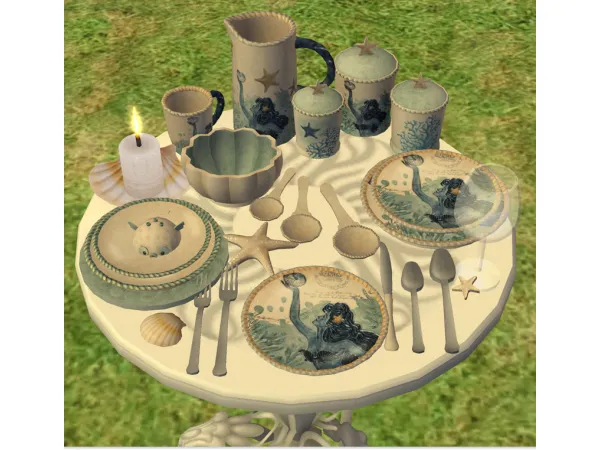 4to2 Soloriyas Beach Party Dish Set - The Sims 2 Custom Content