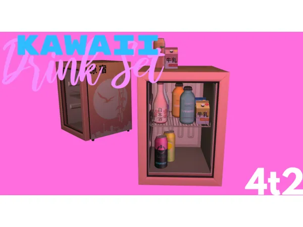 Kawaii Drink Set 4t2 - The Sims 2 Custom Content