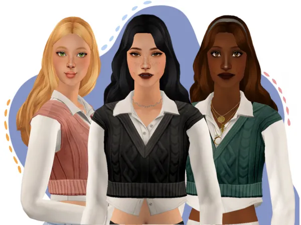 4t2 Klymene Vest 4t2 Blair hairstyle - The Sims 2 Custom Content