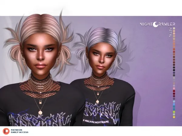 Alpha nightcrawler petal hair - The Sims 4 Custom Content