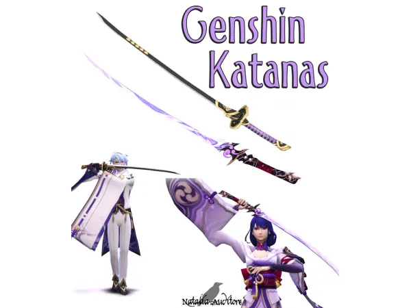 Maxis Match Genshin Katanas Auditore by Natalia - The Sims 4 Custom Content