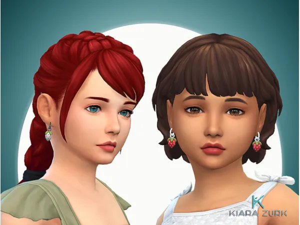 Maxis Match Strawberry Earrings for Girls by kiarazurk - The Sims 4 Custom Content