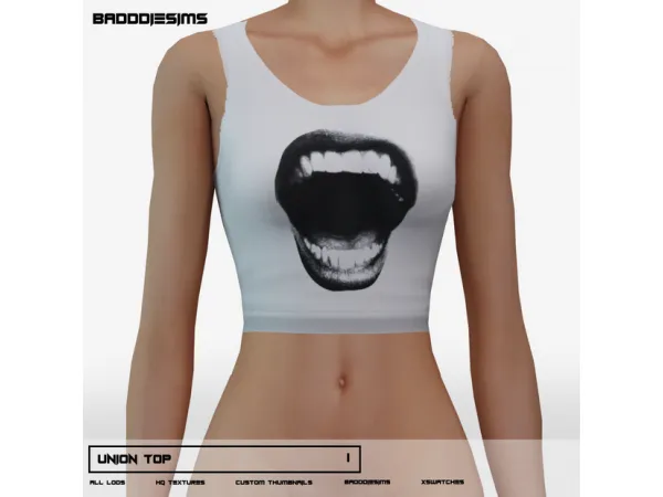 Alpha UNION TOP by simsfinds - The Sims 4 Custom Content