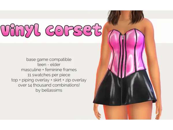 Alpha Vinyl Corset Set Download by Bellassims - The Sims 4 Custom Content
