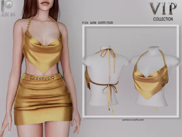 Alpha SATIN OUTFIT P124 P125 tr by busra - The Sims 4 Custom Content