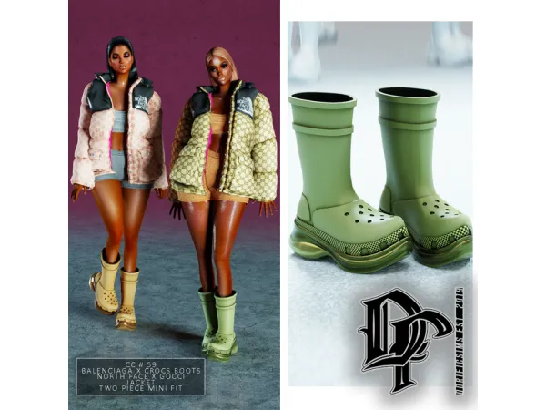 Alpha BALENCIAGA x CROCS BOOTS NORTH FACE JACKET by dorific - The Sims 4 Custom Content
