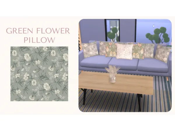 Maxis Match Green Flower Pillow - The Sims 4 Custom Content
