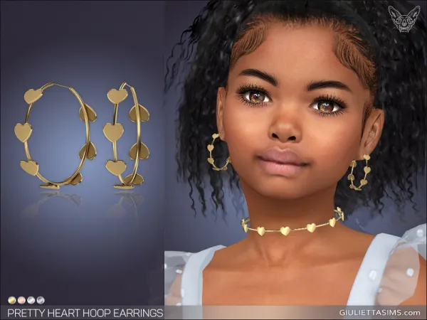 Alpha PRETTY HEART HOOP EARRINGS FOR KIDS by simsfinds - The Sims 4 Custom Content