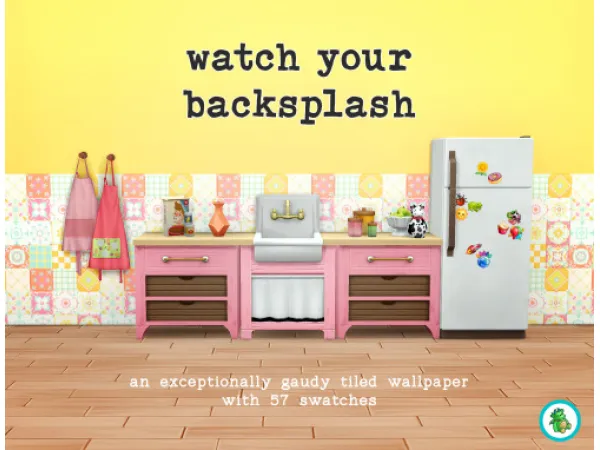 Maxis Match Watch Your Backsplash Wallpaper by Pluto Sims - The Sims 4 Custom Content