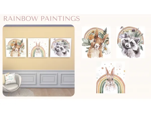 Maxis Match Rainbow Paintings - The Sims 4 Custom Content