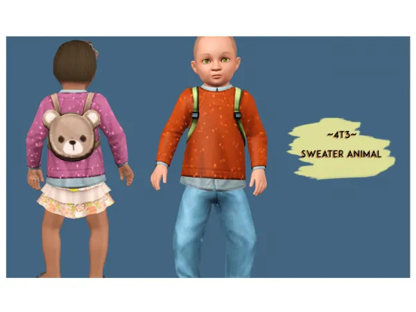 4T3 SWEATER ANIMAL - The Sims 3 Custom Content