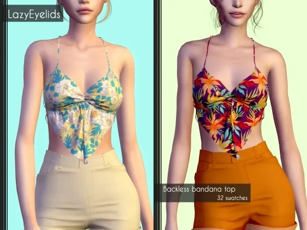 Alpha Backless bandana top - The Sims 4 Custom Content
