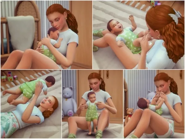 Mix Parent Toddler Quality Time Pose Pack - The Sims 4 Custom Content