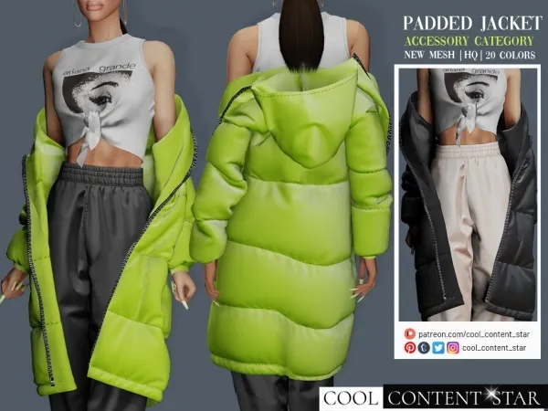 Alpha Padded Jacket (Accessory Category) cool_content_star - The Sims 4 Custom Content