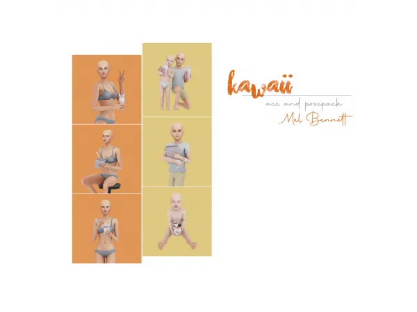 Maxis Match Kawaii Acc and Posepack by melbennett - The Sims 4 Custom Content