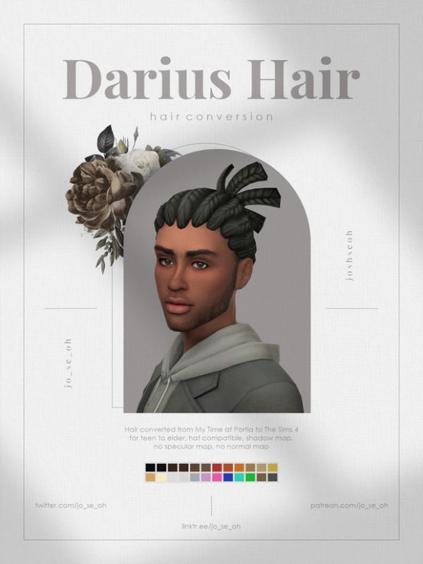Maxis Match Darius Hair by simsfinds - The Sims 4 Custom Content