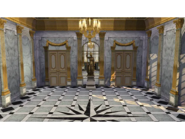 Alpha Marble Hallway by TheMarbleMortal - The Sims 4 Custom Content