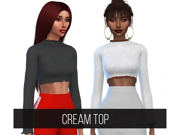 Alpha cream top by fifthscreations - The Sims 4 Custom Content