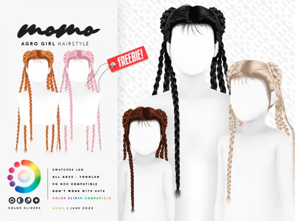 Alpha Agro Girl Hairstyle FREEBIE by simsfinds - The Sims 4 Custom Content