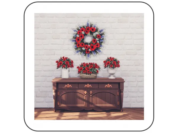 Mix Summer Flowers Wreath Jug Vase and Basket by Sooky88 - The Sims 4 Custom Content