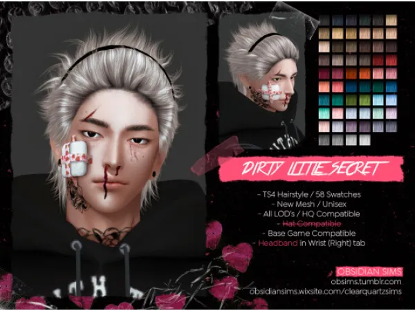 Alpha DIRTY LITTLE SECRET HAIRSTYLE by OBSIDIAN SIMS - The Sims 4 Custom Content