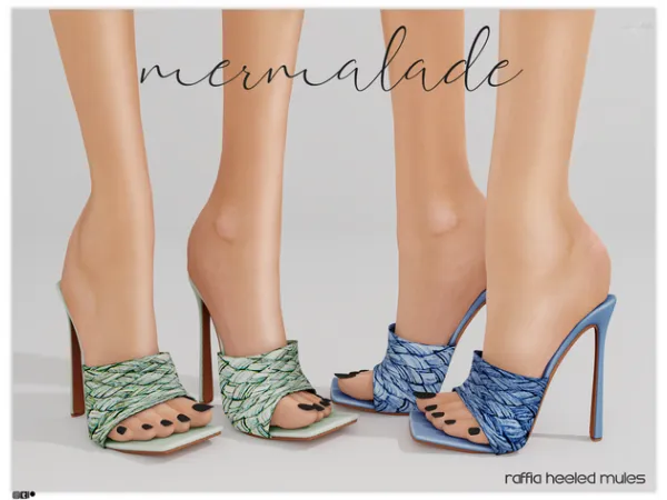 Alpha Fashion Guru Raffia Heeled Mules by mermalade - The Sims 4 Custom Content