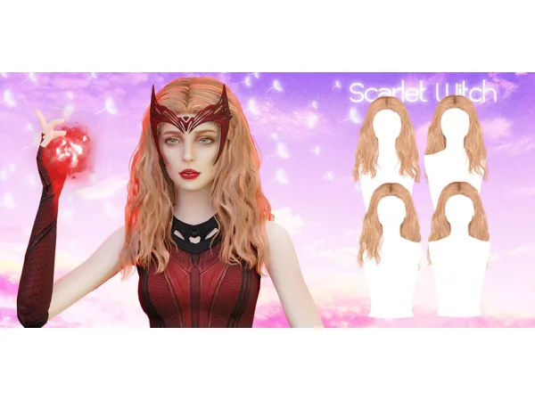 Alpha Scarlet Witch Hairstyle by greenteahoney - The Sims 4 Custom Content