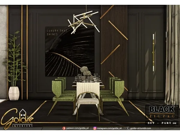Alpha Black ZigZag Set Part 02 (Dining Part) by G O L D I E - The Sims 4 Custom Content