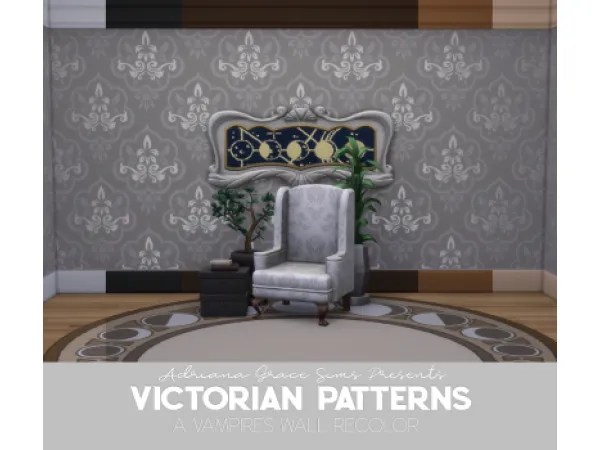 Maxis Match Victorian Patterns Another Vampire Wall Recolor - The Sims 4 Custom Content