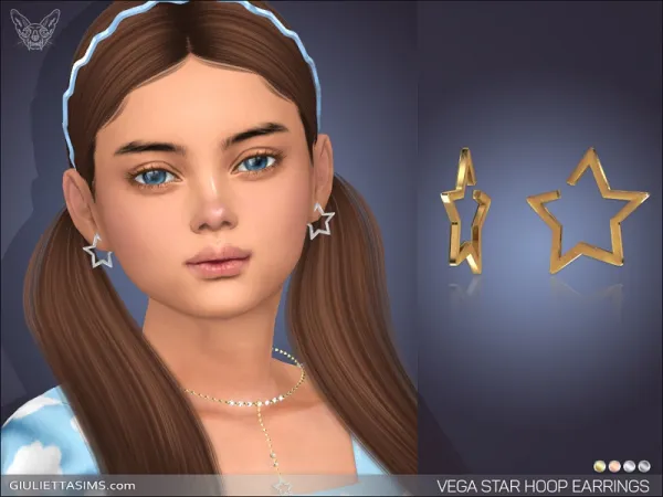 Alpha VEGA STAR HOOP EARRINGS FOR KIDS by simsfinds - The Sims 4 Custom Content