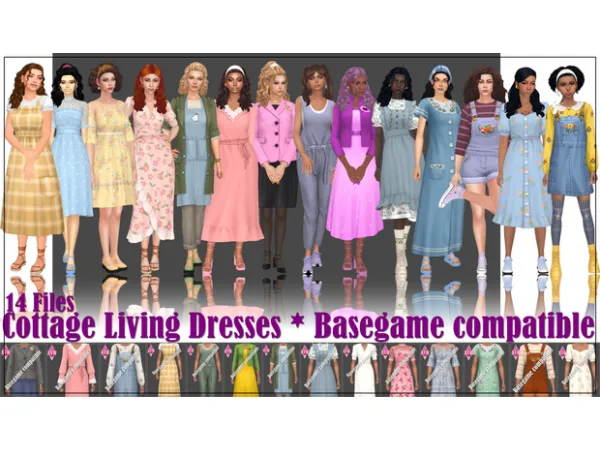 Maxis Match Cottage Living Dresses Basegame compatible by Annett's Sims 4 Welt ASW - The Sims 4 Custom Content