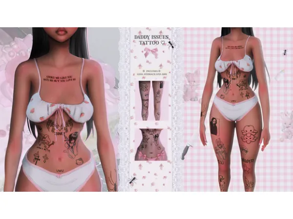 Mix Daddy Issues Tattoo by Dumbabie - The Sims 4 Custom Content