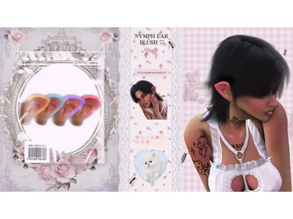 Alpha Nymph Ear Blush by Dumbabie - The Sims 4 Custom Content