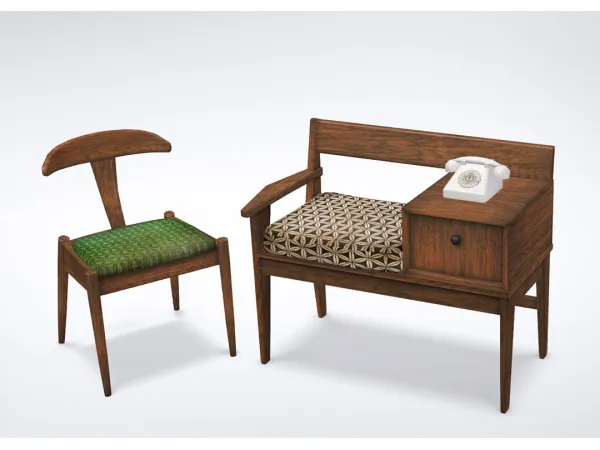 Vintage Telephone Bench Zecutime Chair Recolours - The Sims 2 Custom Content