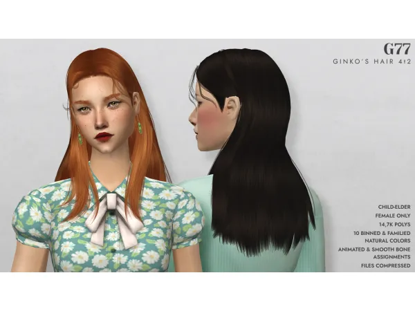Ginkos G77 G91 hairs 4t2 - The Sims 2 Custom Content