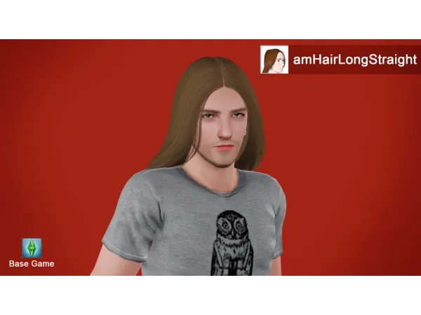 Hair default replacement amHairLongStraight - The Sims 3 Custom Content